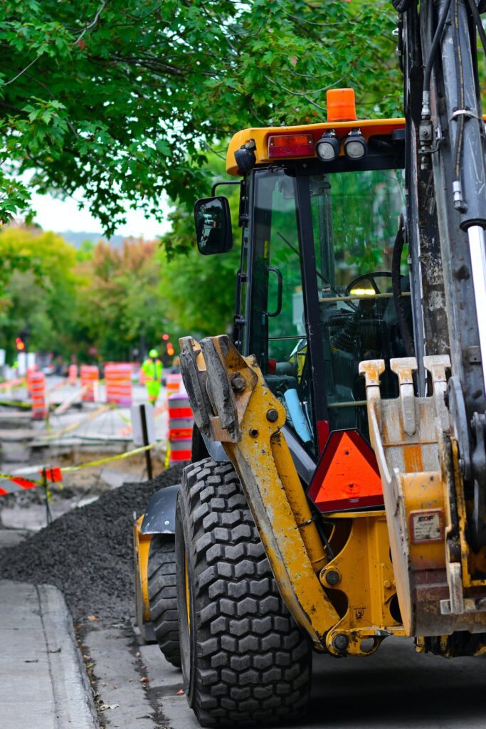 chantier construction rue pelleteuse