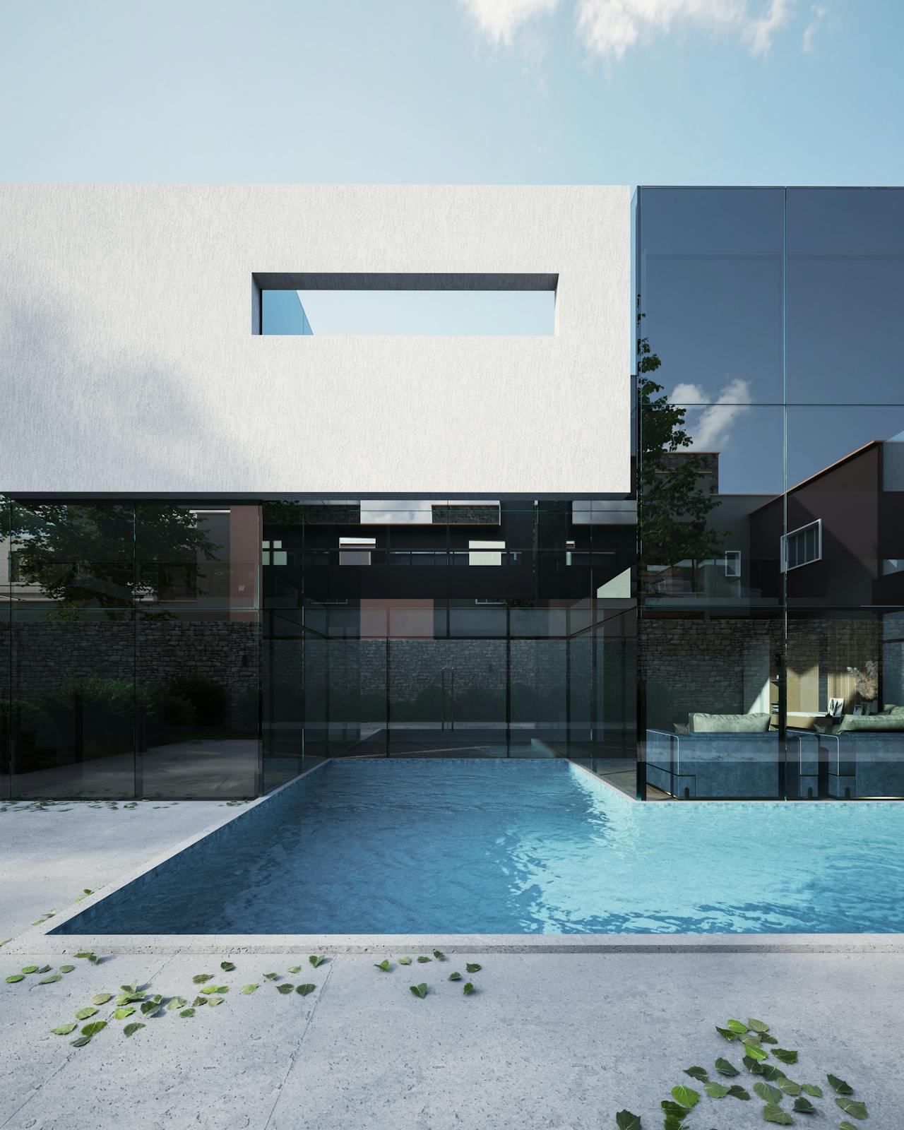 Assurance décennale piscine maison moderne en verre